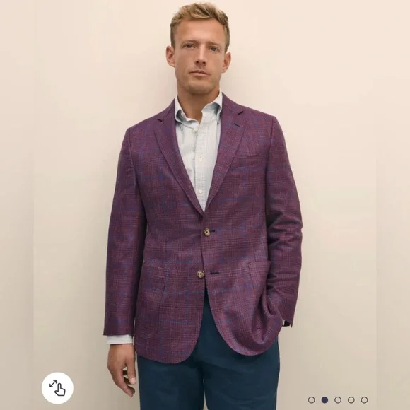 Brooks Brothers Classic Fit Wool-Linen-Silk Overcheck 1818 Sport Coat - Picture 1 of 7